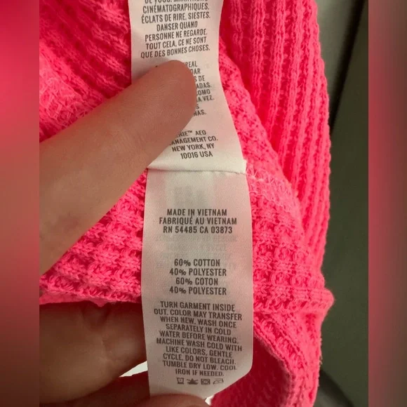 Aerie Bright Pink Button-Up Shirt - Picture 5 of 5